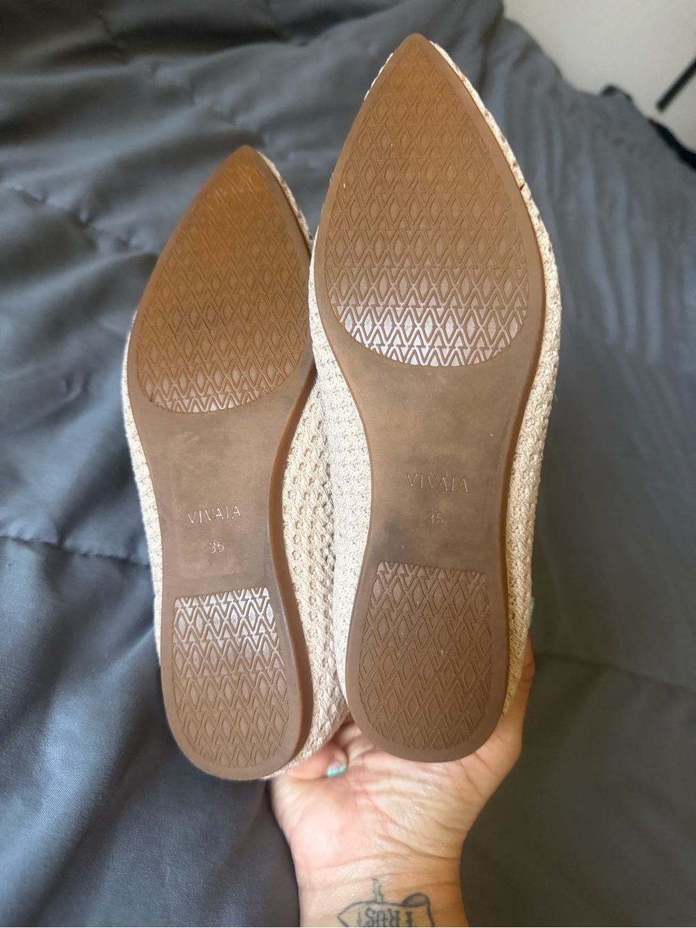 Vivaia Women's Knit Pointed-Toe Flats in Light Beige - Picture 2 of 10